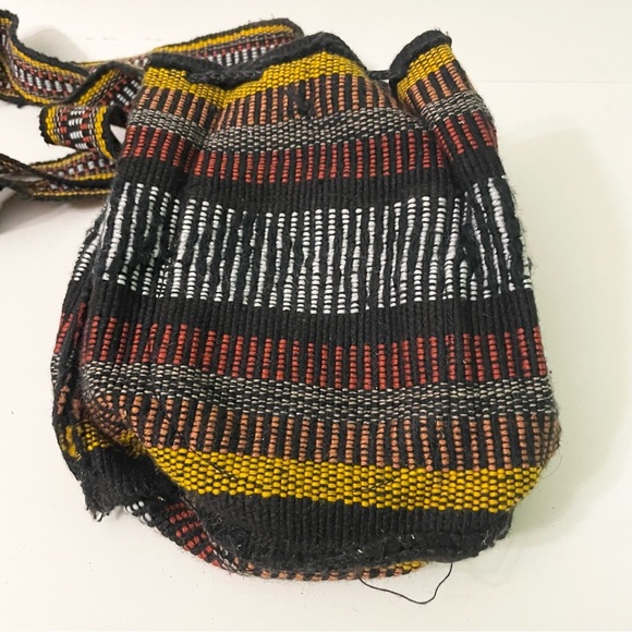 Pinzon Woven Drawstring Boho Hippie Bag Rasta Back Pack - Picture 10 of 16